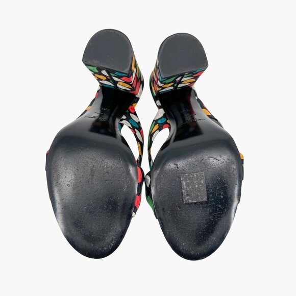 Saint Laurent Bianca Black Heart Knotted Mule Sandals Block Heel 38.5 US 8.5 - Picture 11 of 13